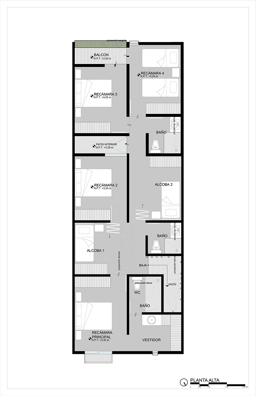 Casa El Dorado plano de planta alta